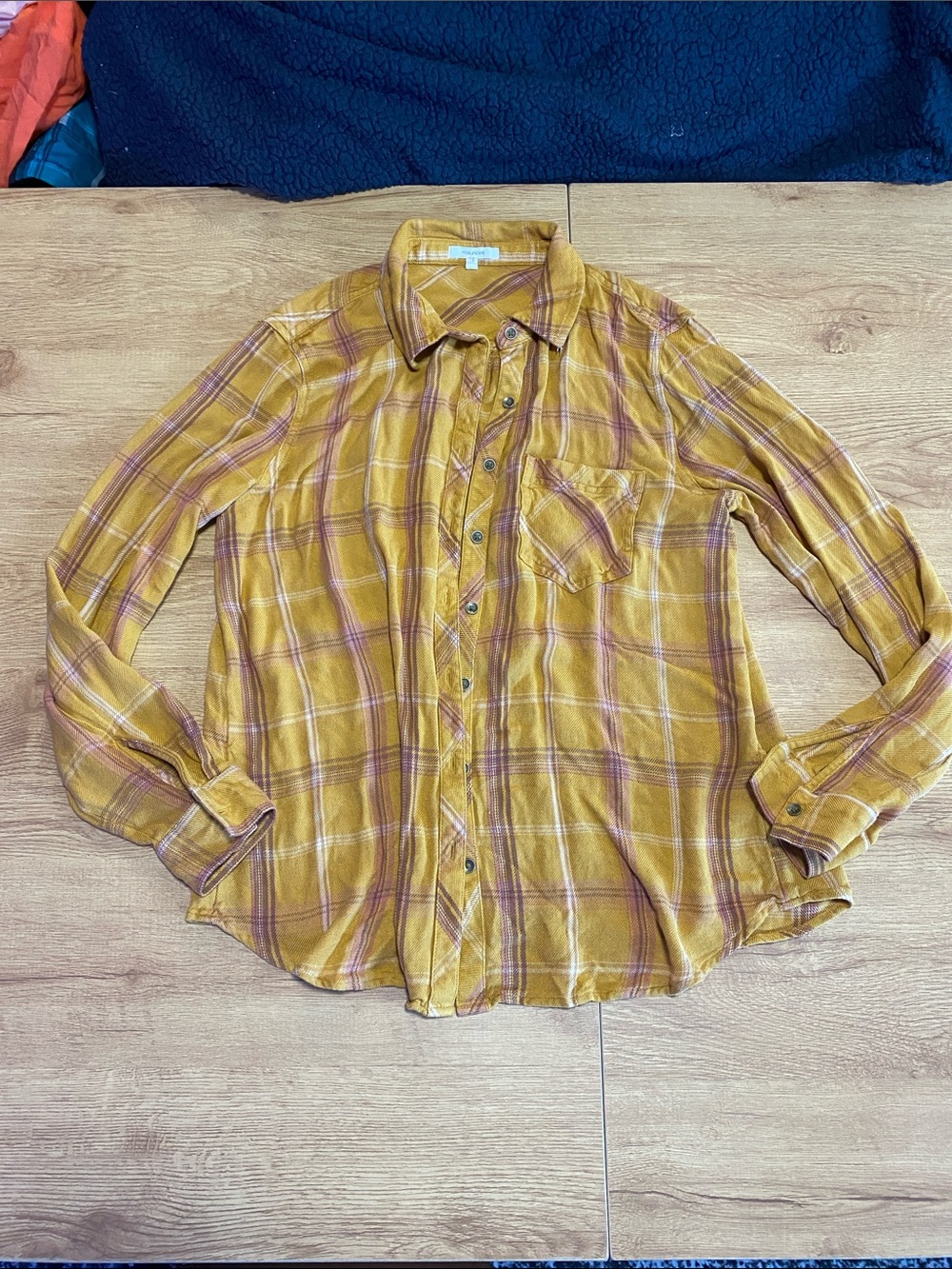Maurices Mustard Yellow Plaid Button-Down Shirt